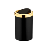 Lixeira Basculante 8 Litros Preta com Dourado - Ela Decora